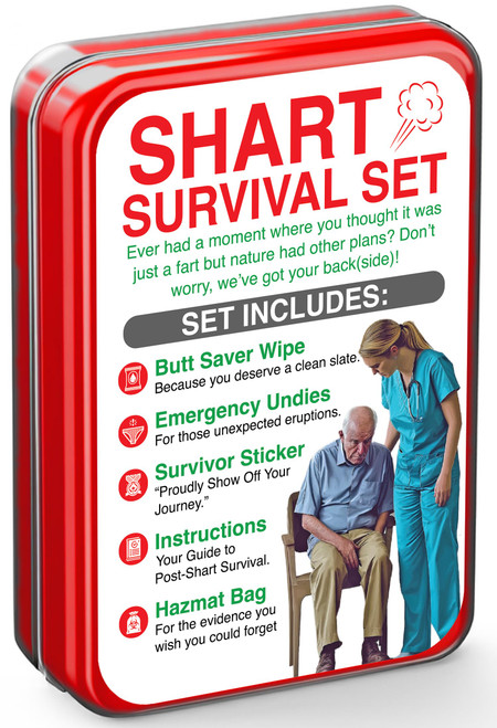 Shart Survival Set - Funny Gag Gift 2025 Boyfriend Gifts Includes Disposable Underwear, Hazmat Bag, Wet Wipe and More! Unique Stocking Suffers for Men Birthday Husband Teens Potty Humor Prank Him Fart