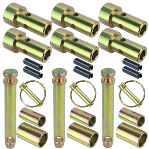 POSFLAG 3 Pack TK95029 Cat 1 Quick Hitch Adapter Bushing Kit with S07070200 Cat 1 Top Link Pin Hitch Accessory Heavy Duty Steel Fits for Category I 3-Point Hitch Tractors