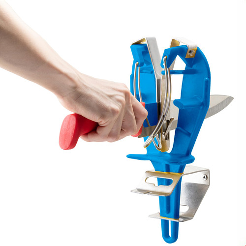 BSFRNF Stainless Steel Knife Sharpener Tool with Bracket, Maintenance Sharpening Tool for Kitchen Abattoirs Knives Helps Repair Sharpens, Hones, Polishes Blades (Blue)
