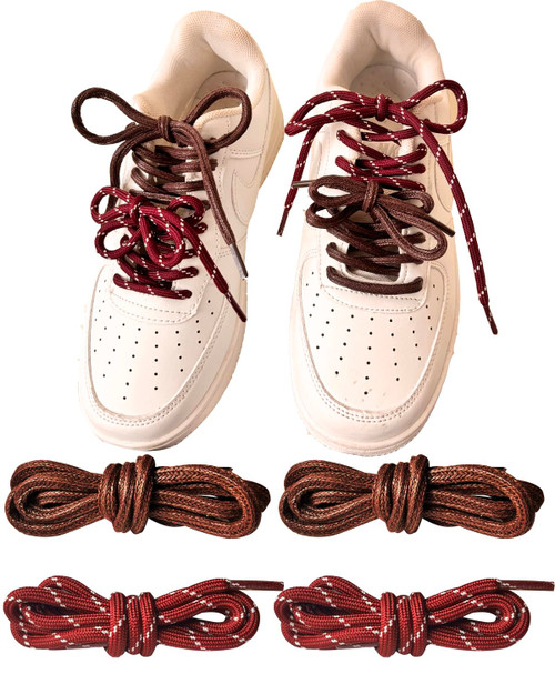 Lopau 4 Pairs Shoe Laces for Miu Miu Sneaker, Brown Waxed ShoeLace, Strong Braided Round Shoelaces Leather Replacement Laces Kit C