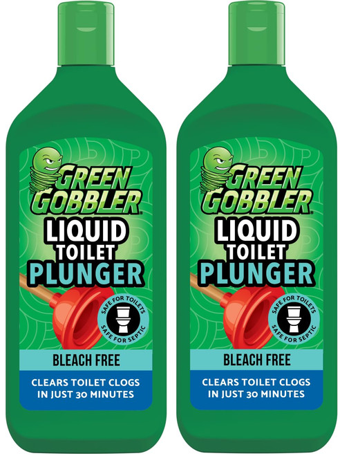 Green Gobbler Liquid Toilet Plunger | Clog Remover | Safe for Toilets and Septic | 2 Pack