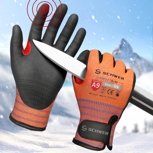 Schwer FreezeGuard-X Winter Work Gloves for Men and Women, ANSI A9 Cut Resistant Gloves for Extreme Protection, Freezer Glove With Super Grip, Touchscreen, Thermal Insulated, PM3326-W (S,1 Pair)