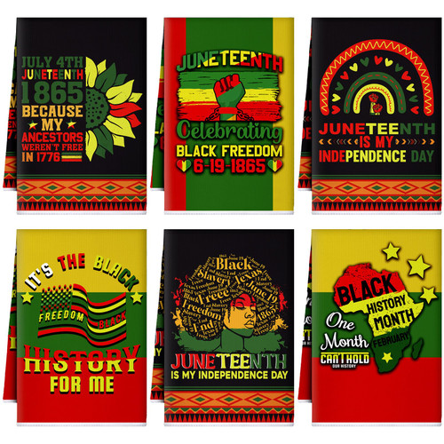 Breling 6 Pcs Black History Month Kitchen Towels African American Dish Towels Decorative Juneteenth Hand Bathroom Towel Farmhouse BHM Tea Towel Black History Decor for Kitchen Bathroom Home Gifts