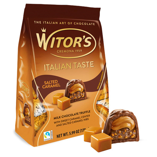 Witor's Chocolate Bags, Chocolate Truffles with Creamy Filling and Caramel Nibs, Made in Italy, Perfect for Gifting, Kosher Chocolate (5.99 Ounce, Salted Caramel)