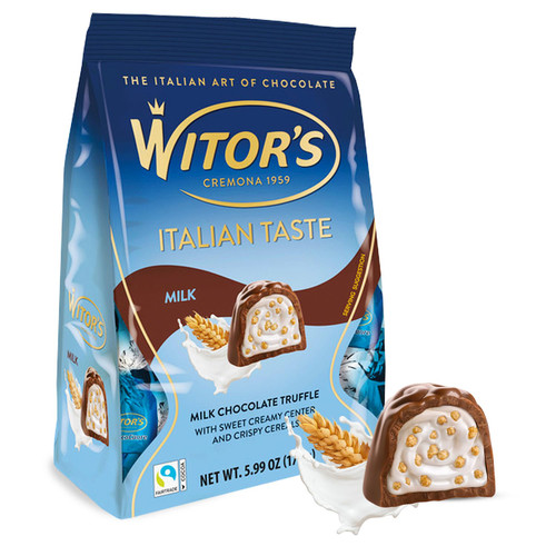 Witor's Chocolate Bags, Chocolate Truffles with Creamy Filling and Crispy Cereals, Italian Truffles, Made in Italy, Perfect for Gifting, Kosher Chocolate (5.99 Ounce, Milk Chocolate)