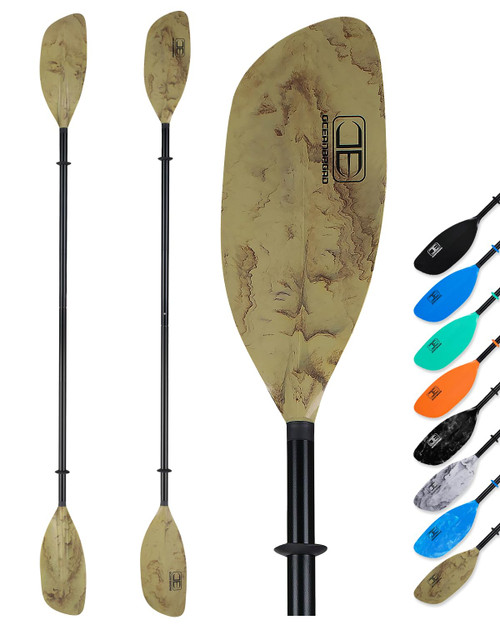 OCEANBROAD Kayak Paddle 86in/218cm Alloy Shaft 2-Piece Floatable Kayak Oar for Kayaking Canoeing Boating, 1 Paddle, Brown Marble