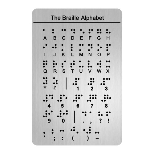 Braille Alphabet Board, English Alphabet, Numbers & Punctuation with Raised Dots,Braille Learning for Beginners, Braille Teaching Aid for Blind Children, Adults-7.5 x 5 inches, Silver