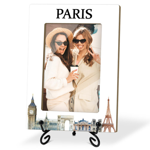 YUEXLL Paris Picture Frame, Frame Gift For Family Vacation Holiday Trip Engagement, 4 x 6 Picture Frame with Stand for Tabletop Display