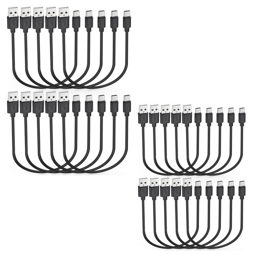 Smays Short 1ft USB C Cable 20-Pack Bulk, USB A to Type C Fast Charging Cord Multipack, Black