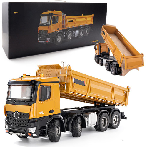 20-Inch Remote Control Dump Truck 12-Channels 1/14 Scale 13 LBS Load Capacity RC Heavy Duty Metal Construction Vehicles Toy for 14y+ Beginners (8-Wheels )