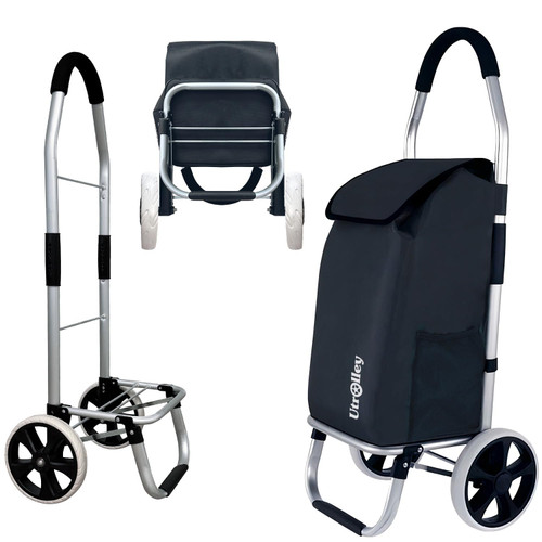 Ultra-Lightweight Foldable Grocery Cart with 40L Capacity, Soft Rolling Wheels, Removable Insulated Bag – Multi-Purpose Personal Hand Truck (Black)