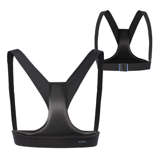 Soobi Satin Breast Pillow Bra (Adjustable, C+ Cups Sizes) for Decolletage Wrinkle Prevention Black