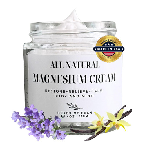 Organic Magnesium Cream | Pure All Natural Nighttime Moisturizer for Sleep Extra Strength for Deep Relief and Tranquility | For All Ages | Hormone Safe Toxin Free Glass Jar | Family Owned Made in USA Organic Magnesium Cream | Pure All Natural Nighttime Moisturizer for Sleep Extra Strength for Deep Relief and Tranquility | For All Ages | Hormone Safe Toxin Free Glass Jar | Family Owned Made in USA