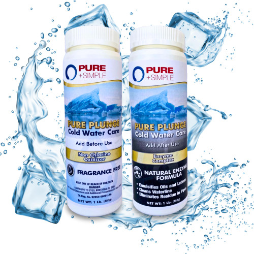 Pure Plunge Cold Water Care | Oxidizer & Enzyme Cleaner Pack | 2-Step Treatment for Ice Plunge Tubs & Ice Baths | Fragrance-Free, Clear, Fresh Water | 1 lb Each (Set of 2)