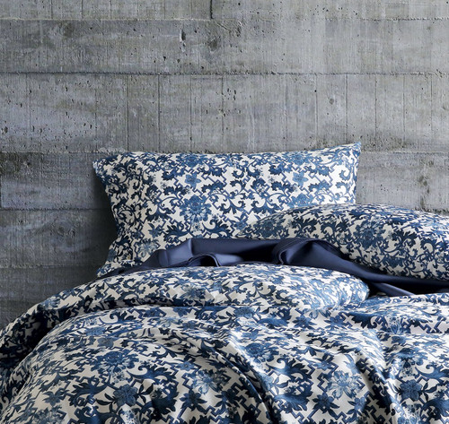 Eikei Luxury Duvet Cover Vintage Portuguese Tiles Multicolored Azulejos Medallion Denim Blue Pattern 3 Piece Cotton Bedding Set (King, Pottery Navy)
