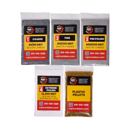 MJR Tumblers Refill Grit Kit Premium Quality Extreme Polish 12,000 Grit Sub Micron Aluminum Oxide Polish for Unparalleled Results. for 6lb Rock Tumblers with Silicon Carbide and Plastic Pellets