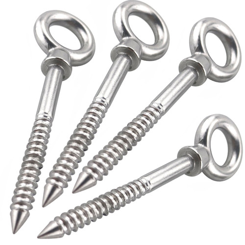 Abimars Eye Bolts by Load Capacity 650lbs, 4PCS M8 316 Stainless Steel Eye Hooks Screw in Heavy Duty for Hanging Hammocks, Swing Chairs, Heavy-Duty Suspension