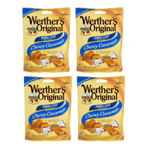 Werthers Original Sugar Free Chewy Caramels, 2.75 ounce (Pack of 4)