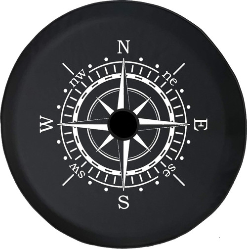 JL Series Spare Tire Cover with Backup Camera Hole Compass Sun Dial Black 32 in