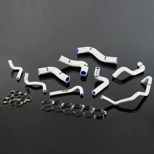 G-PLUS Silicone Radiator Hose Kit w/Clamps Compatible with Mazda MX5 MX-5 Miata NA6CE B6ZE 1.6L 1889-1993 (White 9 PCS)