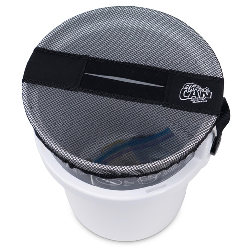 5 Gallon Bucket Lid - Multi-Purpose Boat Trash Can Cover Converter with Opening for Fishing Bucket, Bait Bucket or Trash Can, Fishing & Boating Accessories - Black Mesh