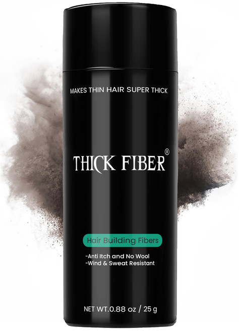 THICK FIBER Hair Fibers for Thinning Hair & Bald spots (DARK BROWN) - 25g Bottle - Conceals Hair Loss in Seconds - Hair Powder for Women & Men