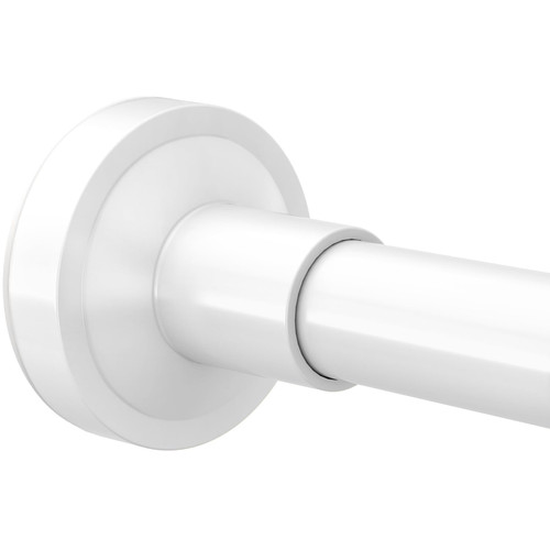 Bonpally Shower Curtain Rod 32-75 Inches Adjustable, Non-Slip Spring Tension Shower Rod Stainless Steel for Bathroom, No Drilling, White