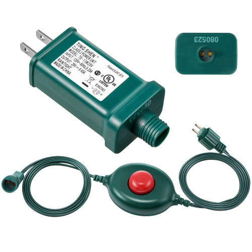 Meonum LED Power Supply with 1/2 inch Plug Foot Switch, UL Listed Transformer Replacement Class 2 Power Supply, 9 Light Modes Low Voltage Transformer US Adapter for Christmas Tree Light (TS-13W29V)