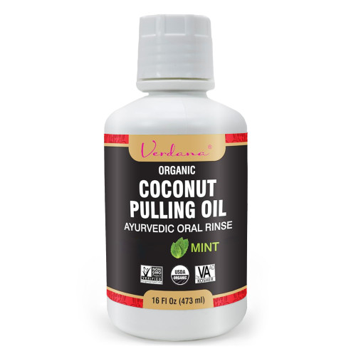 Verdana Organic Oil Pulling Mouthwash – 16 oz Mint – USDA Organic Coconut Oil Rinse for Teeth & Gums – Alcohol-Free, Fluoride-Free Natural Mouthwash for Fresh Breath & Gum Health