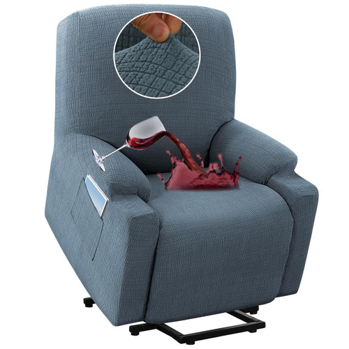 H.VERSAILTEX 100% Waterproof Recliner Chair Cover, Stretchy Non Slip Covers for Power Lift Recliner Chair, Washable Reclining Furniture Protector for Elderly People(Small,Stone Blue)