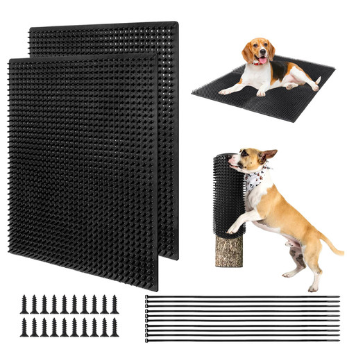 2 PCS Soft Itch Relief Pad for Dog、Horse、Cow、Goat, Gentle Scratching Post Mat Massage Bed, Suitable 14.17''*11.81'' Dog Back Scratcher and Massager for Wooden Stake, Wall, Sofa, Ground etc.