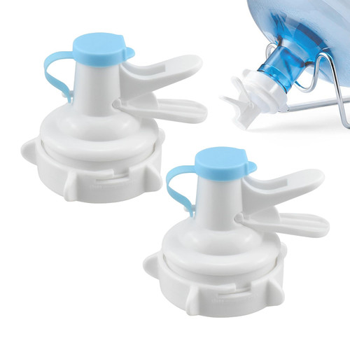 ZIUZI 5 Gallon Water Dispenser Valve, Water Jug Cap Bottle Spout Reusable, Plastic Spigot Faucet Nozzle for 55mm Jugs and Bottles with Non-Threaded Crown Tops, 2 Pack