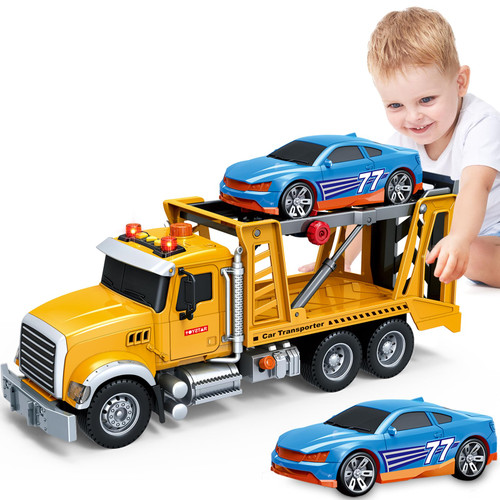 Bstoyder Kids Toys for 3 4 5 6 7 8 Years Old Boys, Transport Cars Carrier with Racing Car with Lights, Sounds, Toddler Friction Powered Truck Vehicle Toy for Boys Girls Christmas Birthday Gifts