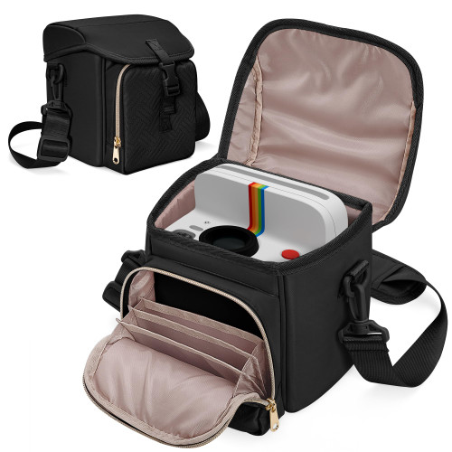 Prokva Camera Sling Bag Compatible with Polaroid Now 2nd/3rd Instant Camera, Crossbody Bag with Adjustable Strap, Black