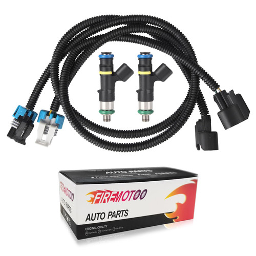 FIREMOTOO Pack of 2 Fuel Injectors & Harness Compatible with Polaris Ranger 800 11-17 for RZR 800 11-14 for Ranger Crew 800 11-13 for Ranger XP 800 12-13 Replace 0280158197 1204318 1204319 4 Holes