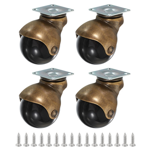 PATIKIL 2 Inch Ball Caster Wheels Set of 4, 360° Rotating Swivel Top Plate Wheels 397 lbs Total Capacity Caster with M4 Screws for Furniture Table Cabinet Bronze