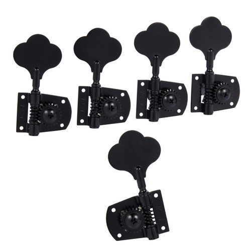 KAISH Cloverleaf 5 String Bass Tuners Bass Tuning Machines 5 String Bass Tuning Keys for Standard/Highway One Series Jazz Bass J Bass/Precision Bass P Bass Black 4 Right/1 Left