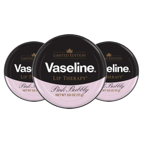 Vaseline Lip Therapy Lip Balm, 3 Pack, Limited Edition Pink Bubbly, 0.6 oz