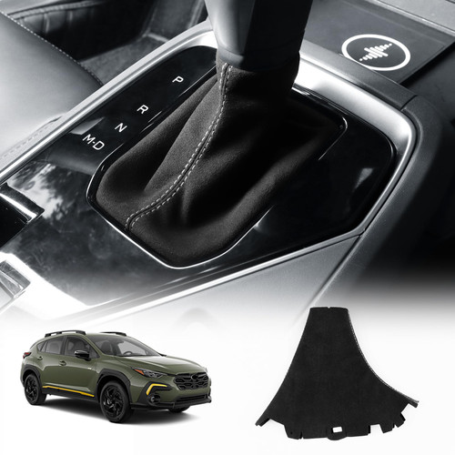 KUNGKIC for 2023 2024 2025 Subaru Crosstrek MT Flocking Fabric Car Shift Boot Shift Knob Dust Cover Black Interior Accessories