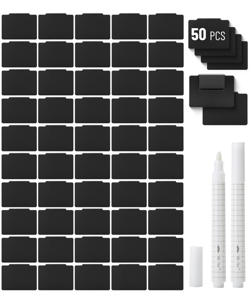 Mr. Pen- Basket Labels Clip On Set Bulk, 52 pcs, 50 Removable Bin Labels Clip On with 2 Chalk Markers, Basket Tags, Bin Clips