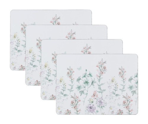 Laura Ashley Cork Placemats 16 x 12-inch for Kitchen and Dining Tables, Heat Resistant, Durable, Easy Clean, Set of 4, Wild Meadow