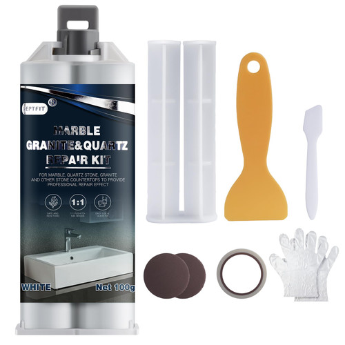 Quartz Countertop Chip Repair Kit, White Granite & Marble Repair Kit, Suitable for Granite, Marble, and Other Stone Surface Crack Quartz Chip Repair Adhesive