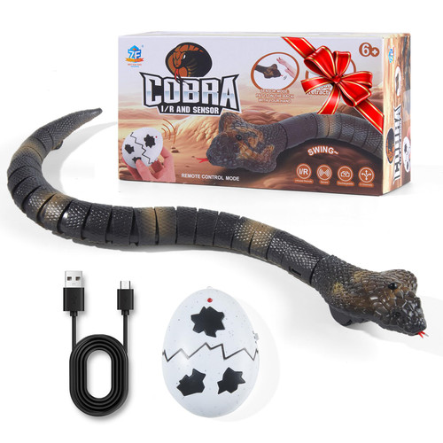 Remote Control Snakes Realistic Rc Snake Prank Cobra Rechargeable Smart Sensing Cat Toy with Infrared Controller Reptile Toys, Cool Gag Gifts or Christmas Birthday Gift for Boys Girls Ages 6+