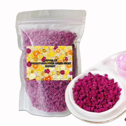 TXDYNLLK Freeze-Dried Diced Dragon Fruit 5.3oz(150g) Single Ingredient, No Added Sugar, Dragon Fruit Cubes for Drinks, Dried Dragon Fruit Snack