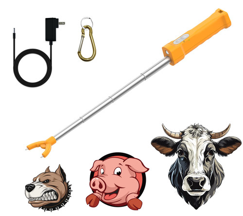 Cattle Prod Livestock Rechargeable Led Light, Waterproof Electric Livestock Prod for Cattle, Livestock Prod Portable for Goats, Cattle Prod for Cows, Cattle Prod Stretchable Shaft (35 Inch)