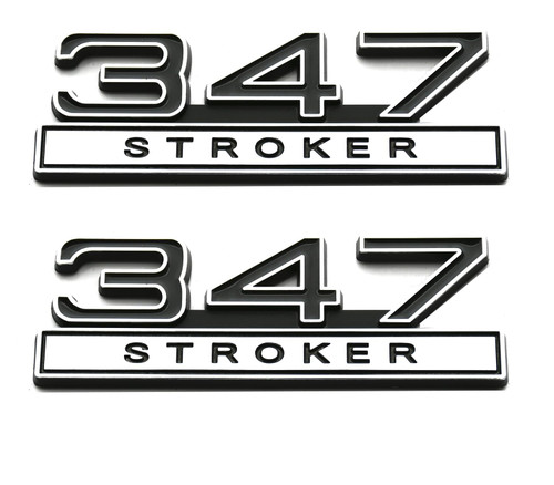 2pcs 347 Liter 5.7 Stroker Engine Emblems Badge 3D Decals Stickers Cars Trucks (Chrome Black)