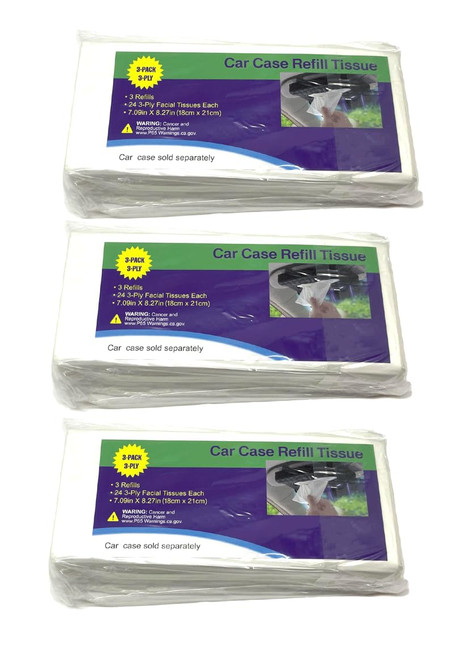 3-Ply Tissue Refill Packs for Car Visor Case Tissues Box 9 Pack
