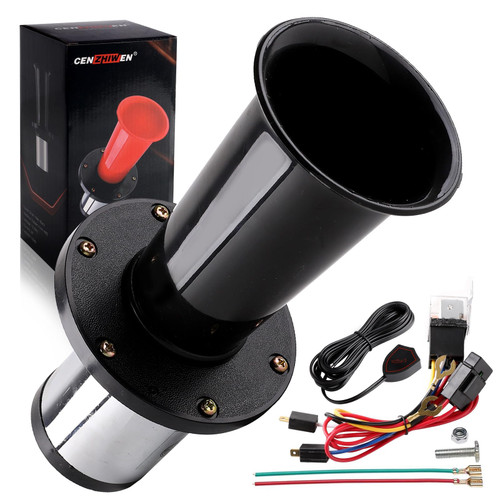 OOGA Air Horn 12V 110DB Cenzhiwen Aooga Ahooga Horn Complete Kit - Antique Classic Vintage Old Car Sound for Hot Rod, Model T, Golf Cart with Wire & Button (1920s Air Horn) (black with button)