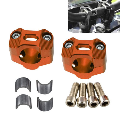 Universal Motorcycle 7/8" 1 1/8" 22MM 28MM CNC Aluminum Handlebar Handle Risers Adjustable Fat Bar Adapter Mount Clamps Universal For EXC KLX KXF YZF CRF XR SX SXF XCW WR YZ Dirt Pit Bike (Orange)