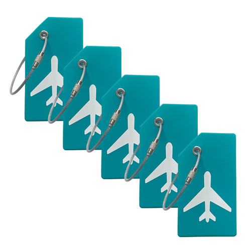 5Pack Silicone Luggage Tag with Name ID Card Perfect to Quickly Spot Luggage Suitcase by Ovener (Turquoise Green)